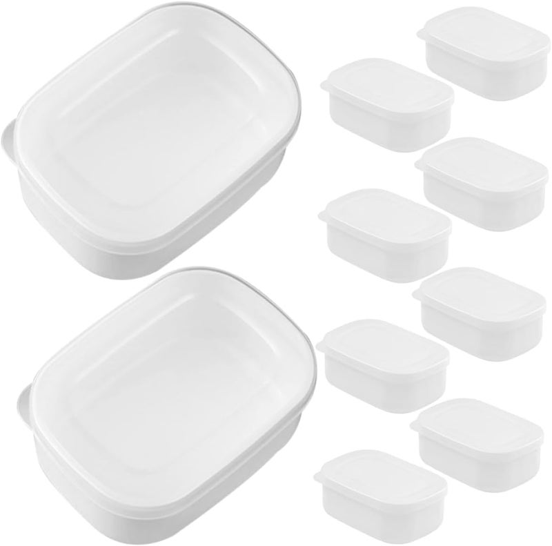 Bukela 10Pcs Packing crisper plastic containers with lids stackable produce storage freezer fresh keeper food containers household food container pp brown rice Micro-wave oven - Image 1